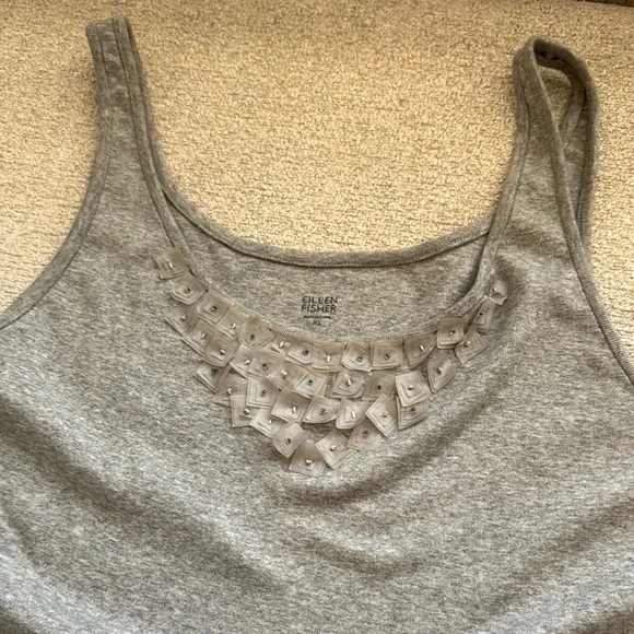 Eileen Fisher XL Gray Embellished Tank Top - Picture 1 of 6